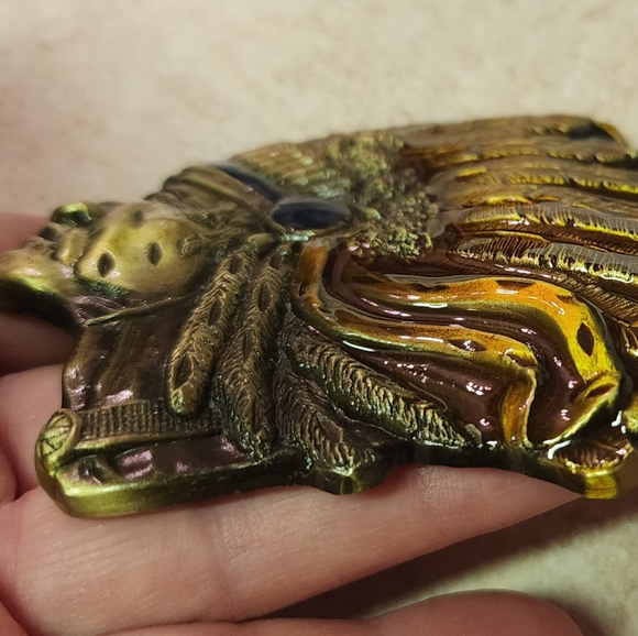 NNT Native American Warrior chief belt buckle approximately 3.5". - Picture 2 of 5